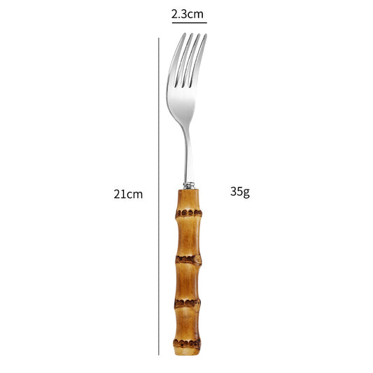 Natural Bamboo Handle Cutlery Set for Western Dining