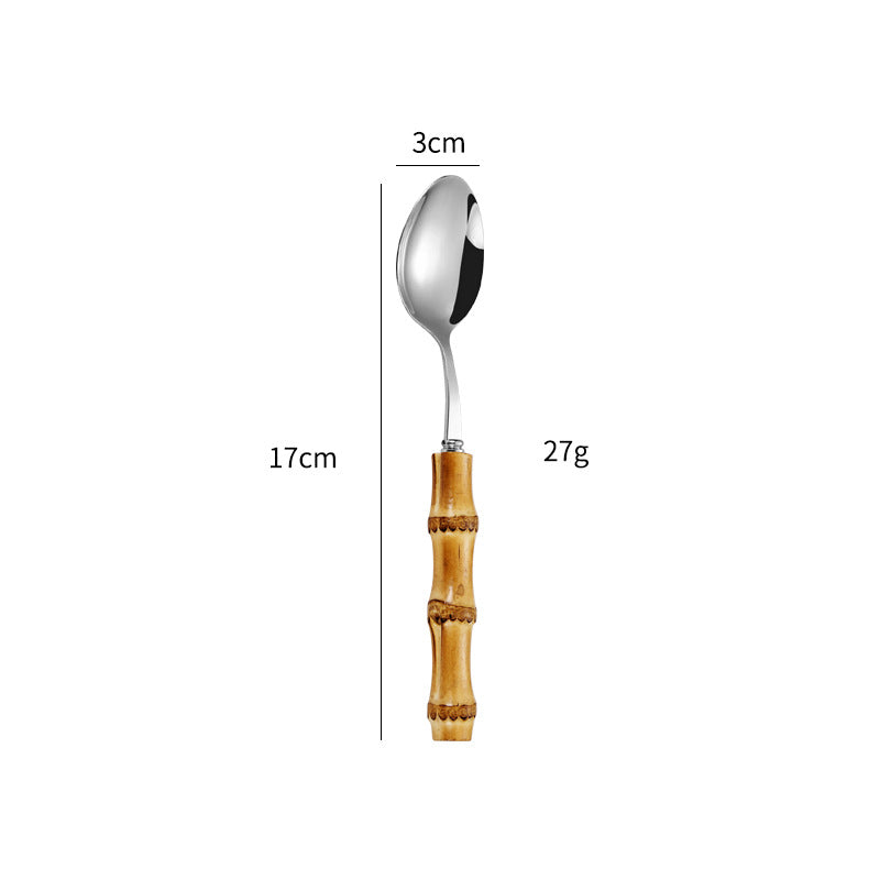 Natural Bamboo Handle Cutlery Set for Western Dining