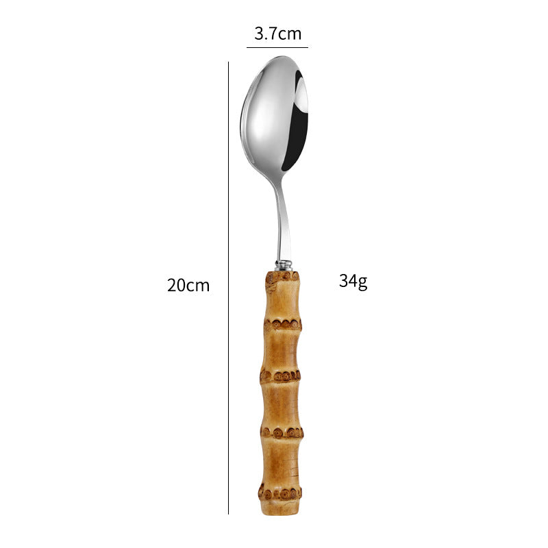 Natural Bamboo Handle Cutlery Set for Western Dining