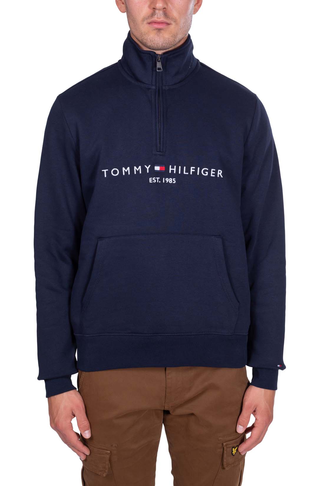 TOMMY HILFIGER - Men's relaxed sweatshirt with half zip  - Size XXL