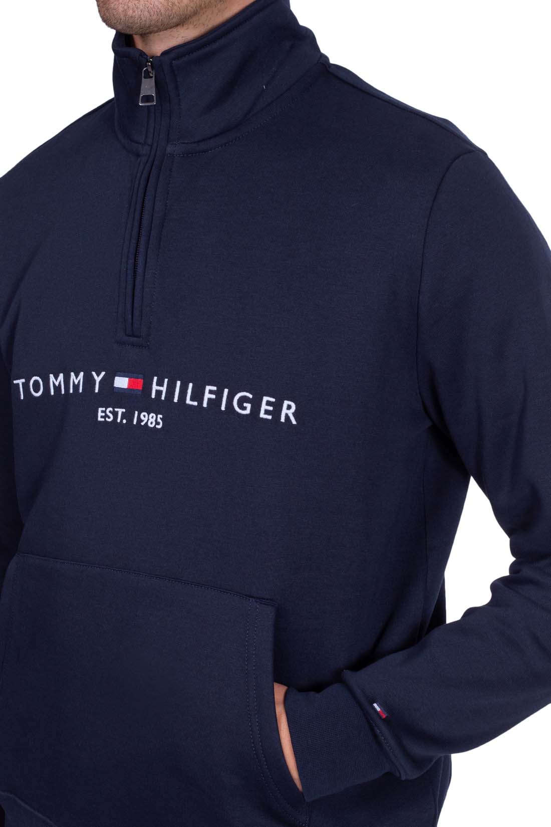 TOMMY HILFIGER - Men's relaxed sweatshirt with half zip  - Size XXL