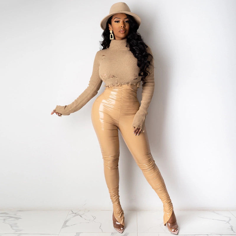 European and American Style Women's Side Slit Leggings