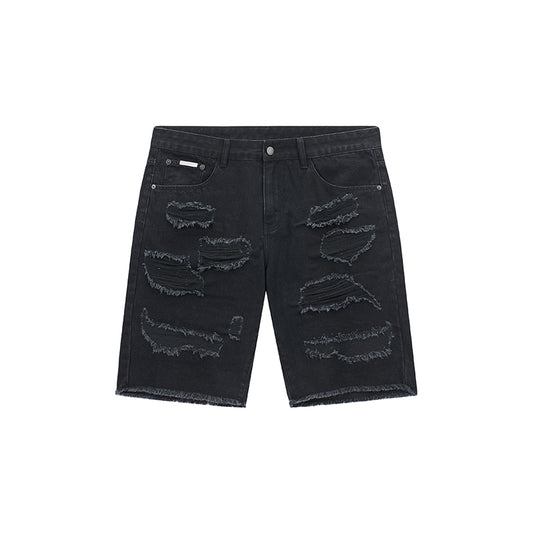 Casual Washed Denim Loose Fit Five-Point Shorts